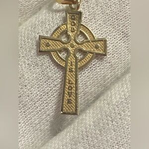 14K Gold Celtic Cross Pendant